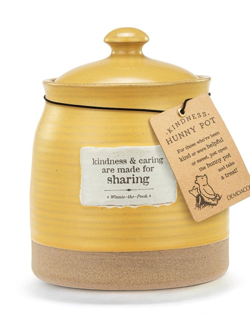 DEMDACO Winnie the Pooh Kindness Hunny Pot Yellow Stoneware Cookie Jar Container